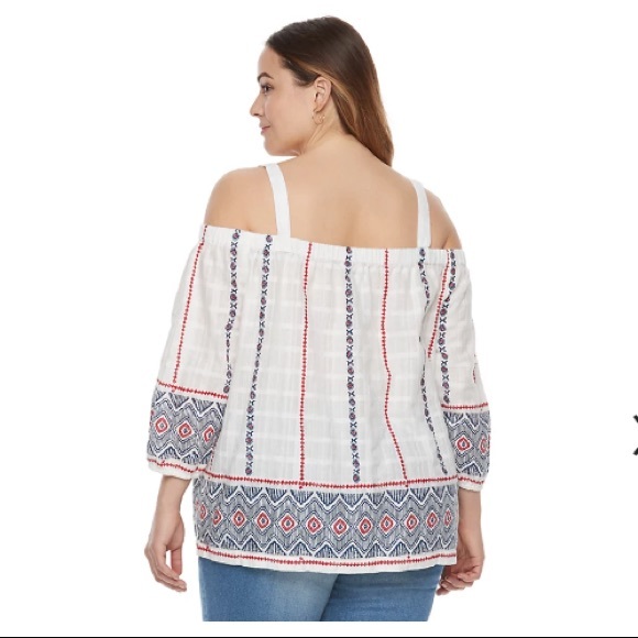 SONOMA || Woman’s Printed Cold-Shoulder Top size Xl - Picture 2 of 8